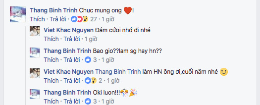 Khi được nhiều nghệ sĩ khác hỏi thăm, nam ca sĩ không ngần ngại nói về kế hoạch kết hôn với hotgirl Hà Nội.