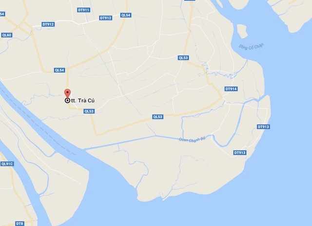 Thị trấn Trà Cú (huyện Trà Cú, tỉnh Trà Vinh). Ảnh Google Maps.
