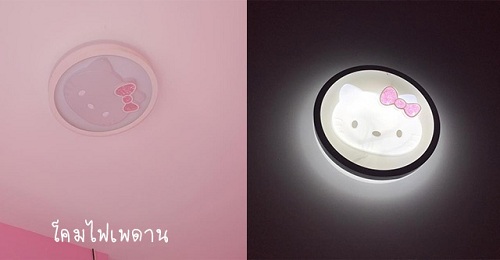 Đến đ&egrave;n trần cũng được thiết kế ch&uacute; m&egrave;o nhỏ.