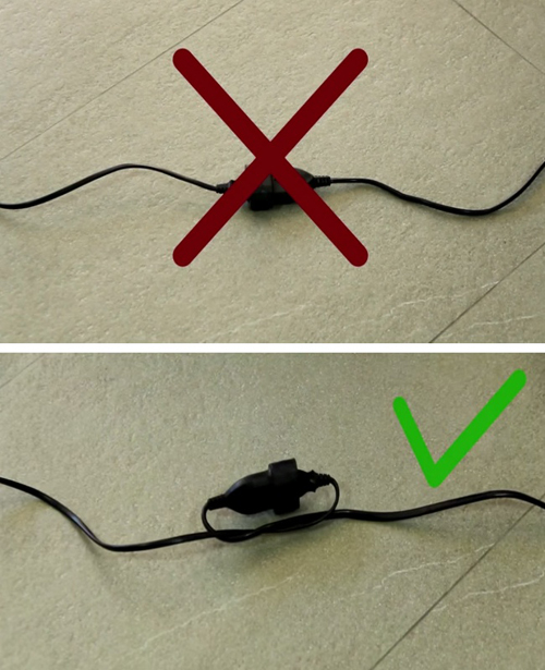 Để tránh dây diện bị tuột, bạn nên buộc nút thắt giống như hướng dẫn.