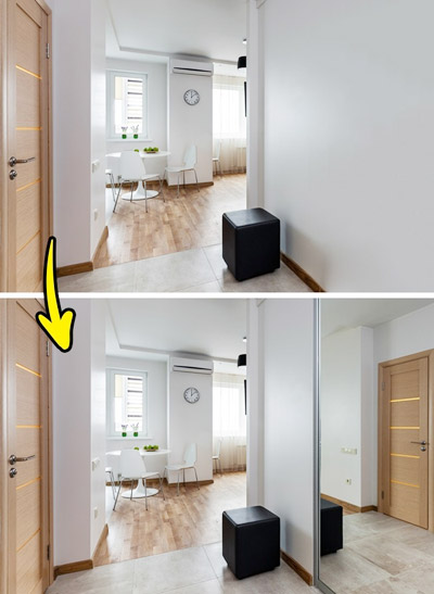 4. Lắp đặt thêm gương: Nếu còn một mảng tường trống, bạn có thể nghĩ tới việc bố trí gương để nhà có cảm giác thoáng rộng hơn.