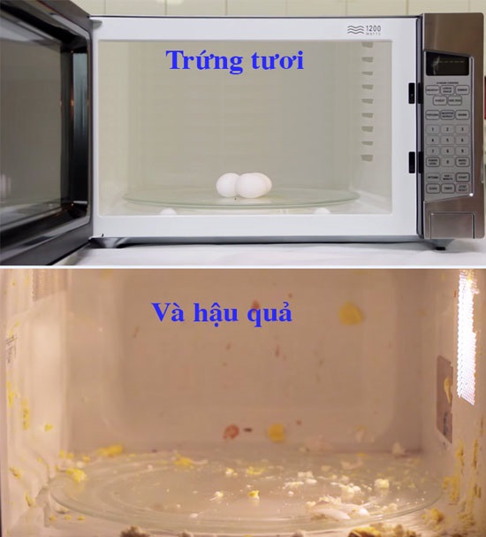 Thay vì cho trứng nguyên vỏ vào lò vi sóng, bạn nên đập trứng ra bát, có thể đánh tan lòng đỏ rồi sau đó mới cho vào lò vi sóng để tránh cháy nổ.