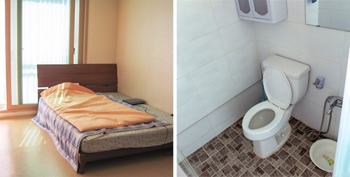 Các căn hộ tại Hàn Quốc thường nhỏ. Tuy nhiên, các phòng đều sáng sủa với cửa sổ lớn. Một điều mà có vẻ không bình thường đối với hầu hết mọi người là sự vắng mặt của bồn tắm hoặc vòi sen riêng biệt. Chúng được thay thế bằng vòi sen gắn ngay trên tường nhà vệ sinh.