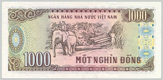 Đồng mệnh giá 1.000 đồng, phát hành năm 1988 và vẫn còn giá trị lưu hành được người nước ngoài định giá 180.000 đồng một tờ.