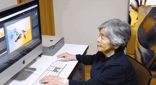 Ban đầu có khó khăn nhưng về sau bà Nishimoto rất thông thạo công nghệ và phần mềm chỉnh ảnh. (Ảnh: Sohu)