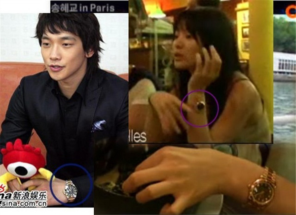 Song Hye Kyo bị bắt gặp đeo đồng hồ đôi với Bi Rain