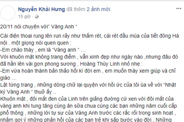 
Tâm sự của đạo diễn Khải Hưng về Hoàng Thùy Linh.
