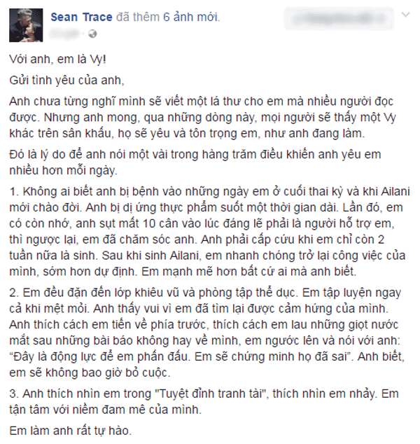 
Thư tình mà Sean gởi cho Phương Vy với những lời lẽ đậm màu hạnh phúc.
