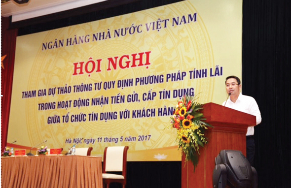 
Ông Nguyễn Tuấn Anh, Vụ trưởng Vụ Tài chính - Kế toán (NHNN) phát biểu tại Hội nghị. ảnh: T.G
