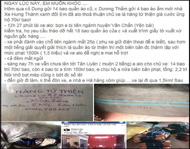 
Thông tin đăng tải trên Facebook về vụ việc.
