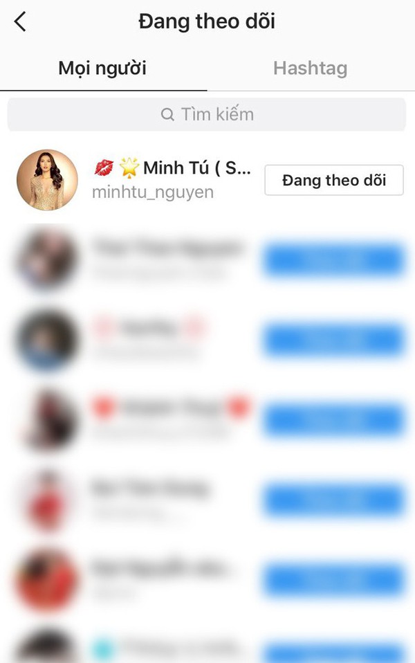 
Minh Tú được Bùi Tiến Dũng nhấn nút theo dõi trên Instagram.
