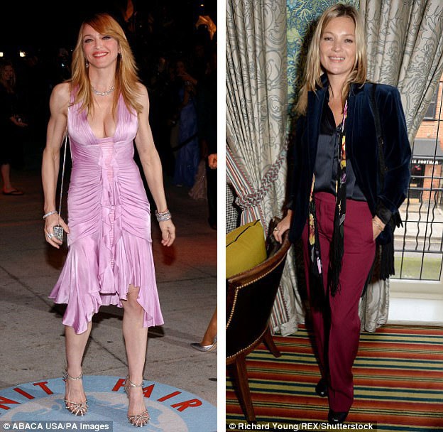 Người mẫu Kate Moss (phải) từng làm thay đổi chuẩn đẹp hình thể phụ nữ khi cô trở thành ngôi sao trên sàn catwalk hồi thập niên 1990 với một thân hình gày gò “mình dây”; dù vậy, giờ đây, các ngôi sao nữ, như Madonna (trái), đều chú trọng việc luyện tập để sở hữu cơ thể gọn gàng, khỏe mạnh, cho thấy phong cách sống tích cực, đề cao sự khỏe khoắn.
