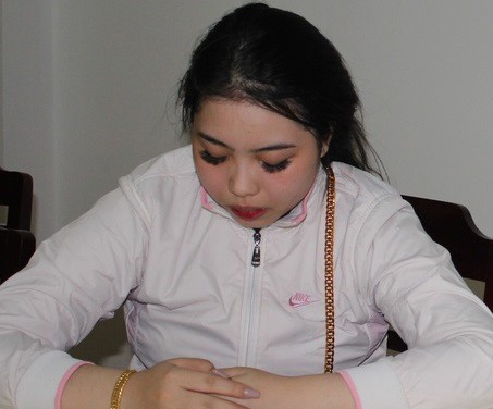 Thái Uyển Nhi tại cơ quan công an.