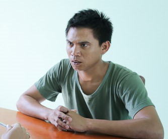 Trần Văn Phương tại cơ quan công an. Ảnh: Tuấn Kiệt.