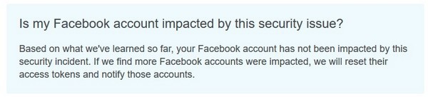 
Thông báo cho biết tài khoản Facebook vẫn an toàn và không bị ảnh hưởng bởi vụ tấn công mạng nhằm vào mạng xã hội này
