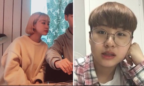 
Cha Ji-won trước (ảnh tr&aacute;i) v&agrave; sau khi cắt t&oacute;c, vứt hết đồ trang đi&ecirc;m. Ảnh: Theguardian.
