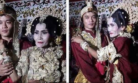 Đôi vợ chồng lệch tuổi tiến tới hôn nhân bất chấp dư luận. Ảnh: Indowarta.