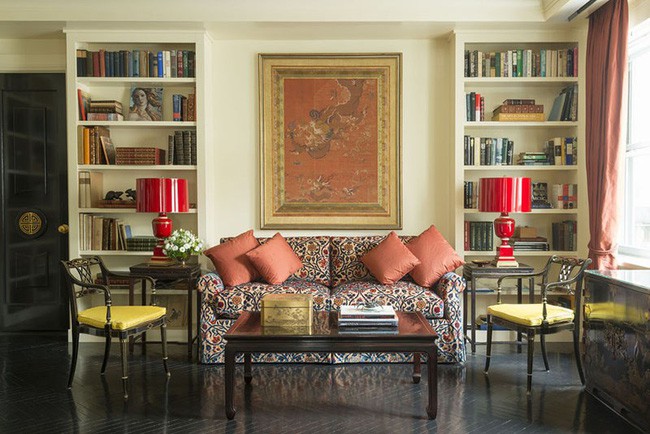 Kiểu giá sách đơn giản nhưng lại hiệu quả trong việc tạo hiệu ứng cho không gian căn phòng tưởng chừng cao hơn thực tế.