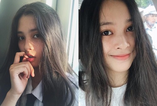 Trần Tiểu Vy thường khoe ảnh mặt mộc trên trang cá nhân. Trong hình, cô 16 tuổi, gương mặt đã sắc sảo, mang vẻ đẹp hiện đại.