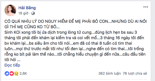 Trải lòng của nữ ca sĩ Hải Băng khiến nhiều người chia sẻ, đồng cảm