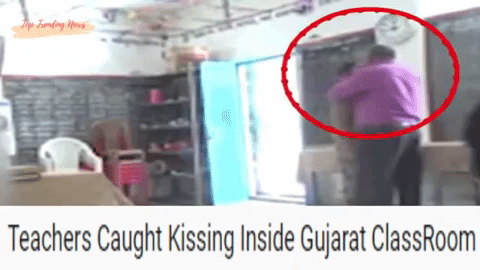 Những hành động thiếu phù hợp của 2 giáo viên tại một trường tiểu học tại bang Gujarat, Ấn Độ. (Ảnh cắt từ video)