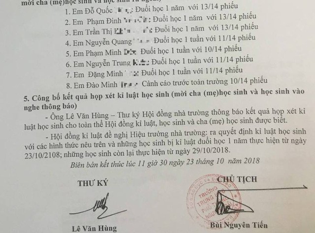 Quyết định kỷ luật đuổi học, cảnh cáo 8 học sinh của Trường THPT Nguyễn Trãi, Thanh Hóa đã được thu hồi (Ảnh: Duy Tuyên)