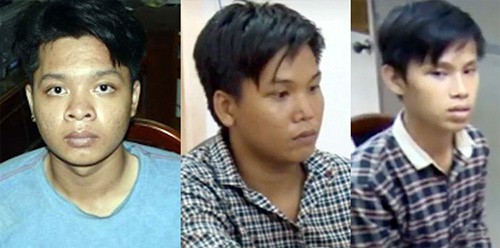 Chủ mưu Bi Mập (bìa trái) cùng hai đồng phạm. Ảnh: Công an cung cấp.