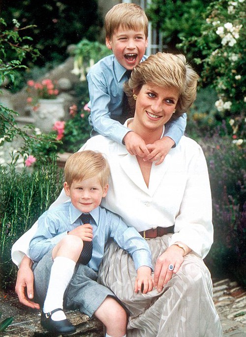 Công nương Diana và hai con trai chụp ảnh trong vườn năm 1988. Ảnh: A.G. Carrick.