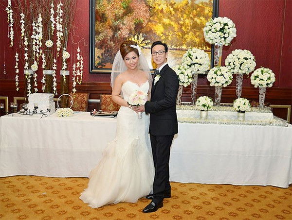 Minh Tuyết và ông xã Diệp Keith tại đám cưới hồi 2013.
