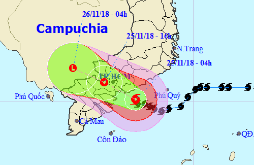 
Hướng đi của bão Usagi theo dự báo của Trung tâm khí tượng thủy văn Trung ương.
