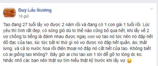 Tâm sự của anh chồng trẻ nhận được sự quan tâm của cư dân mạng. Ảnh chụp màn hình