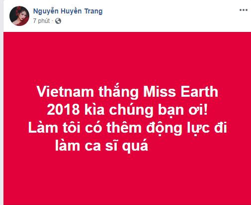 Việc đại diện Việt Nam thắng Miss Earth 2018 khiến MC Mù Tạt có thêm động lực đi làm ca sĩ.