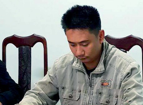 Quốc tại cơ quan điều tra. Ảnh: Minh Lộc.