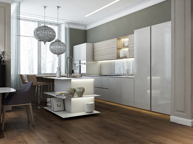 Sự tương phản tối sáng giúp cho không gian sống của gia đình đậm nét thanh lịch, hiện đại.