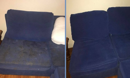 
Chiếc nệm ghế bành ố bẩn được làm sạch tinh theo cách này. Ảnh: Facebook.
