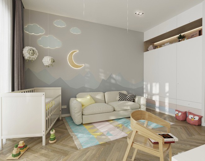 Phòng ngủ của bé được trang trí hết sức cầu kì tỉ mỉ.