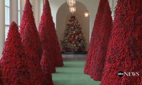 Nhà Trắng trang trí cây thông đỏ đón Giáng sinh