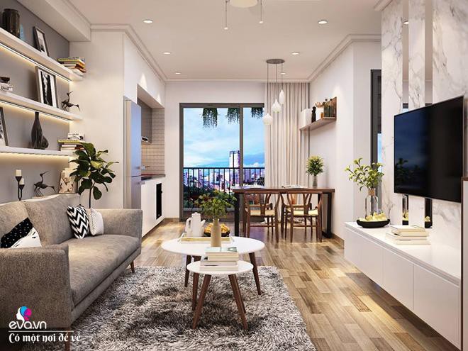 Không gian phòng khách bếp nhà anh Thịnh.