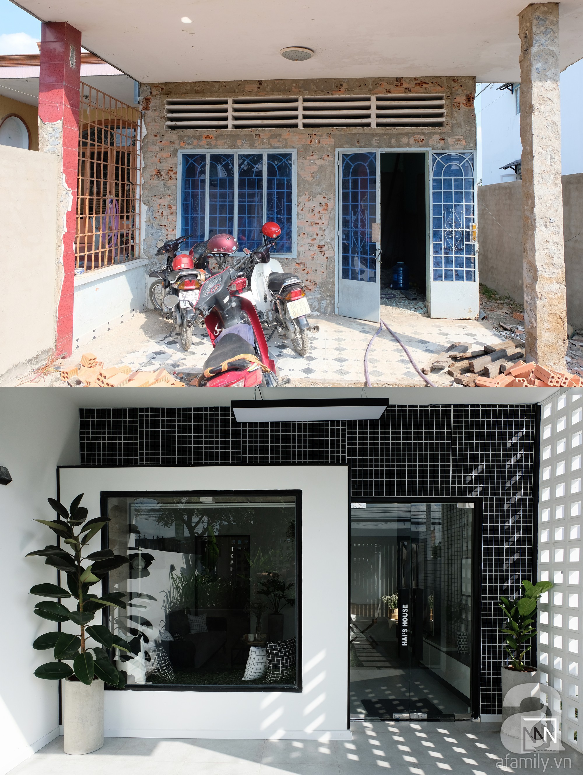 Ngôi nhà trước và sau khi cải tạo.