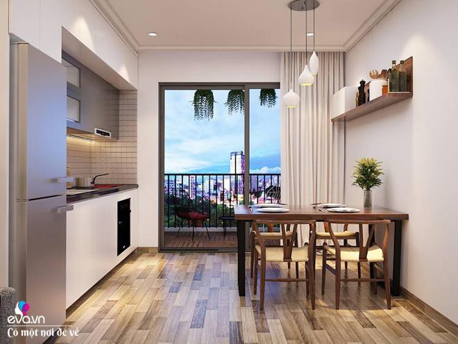 Không gian bếp khá đẹp thư giãn có thể nhìn ngắm không gian bên ngoài thành phố.