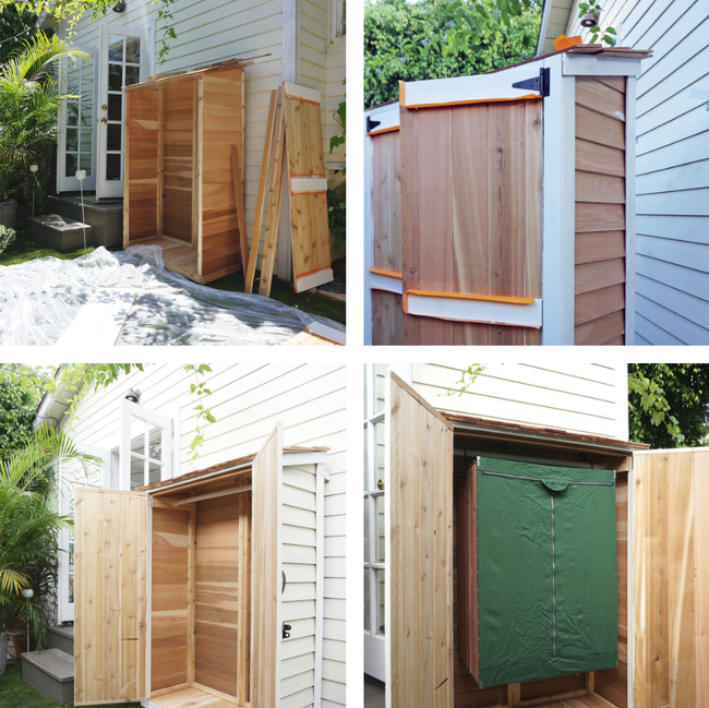 Tủ đồ được chuyển ra ngoài hiên với thiết kế tủ 2 lớp.