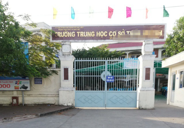 Trường THCS T.H. (TP Bạc Liêu), nơi được cho là xảy ra vụ việc.