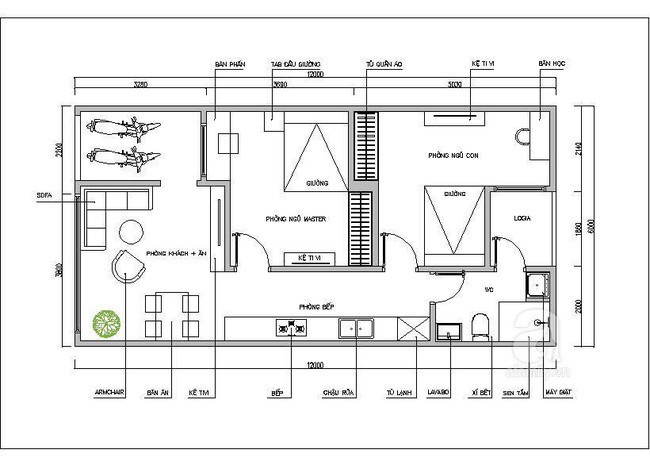 Mặt bằng tư vấn bố trí nội thất.