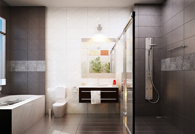 Phòng vệ sinh đầy đủ tiện nghi.