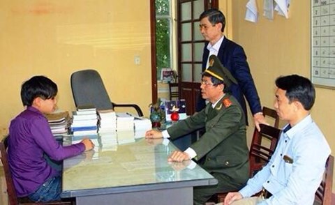 Đối tượng Phạm Minh Vương tại cơ quan công an.