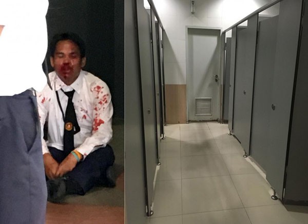 Nhân viên bảo vệ đã bị bắt và giao cho cảnh sát sau khi hắn bị bắt quả tang có ý đồ đồi bại. Ảnh: Asia One