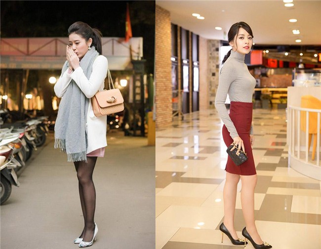 Huyền My co ro trong giá rét với váy ngắn trong khi Chi Pu diện áo len cổ lọ trong cái nắng gắt Sài Gòn khiến 2 người đẹp bị đánh giá kém tinh tế khi chọn trang phục.