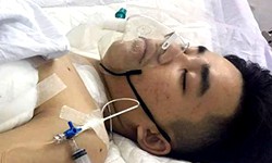 Quý bị đa chấn thương do tai nạn giao thông, đang điều trị ở Bệnh viện Đa khoa Đà Nẵng. Ảnh: Gia đình cung cấp.