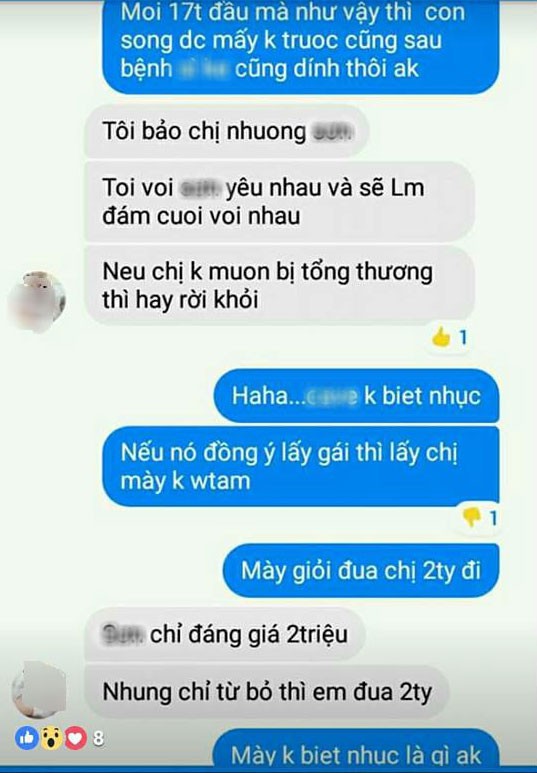 
Thậm chí, cô này còn định giá nhân tình là... 2 triệu.
