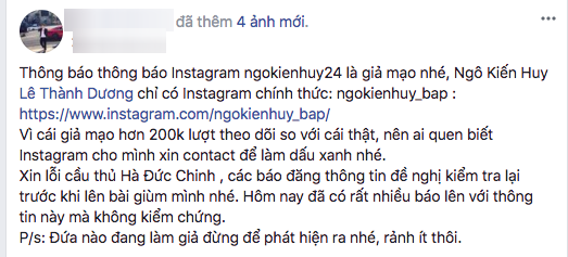 Đoạn trạng th&aacute;i cảnh b&aacute;o của quản l&yacute; Ng&ocirc; Kiến Huy. 